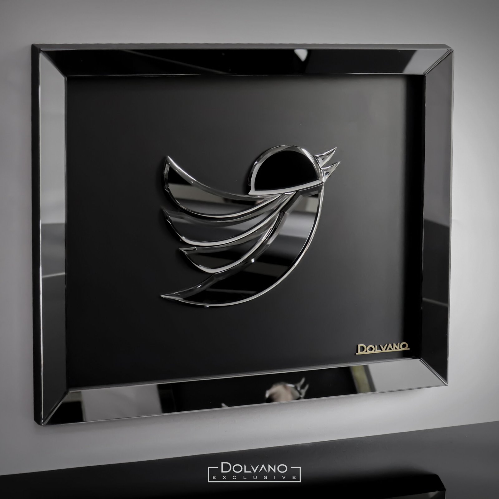 Reflective Twitter Logo Wall Art